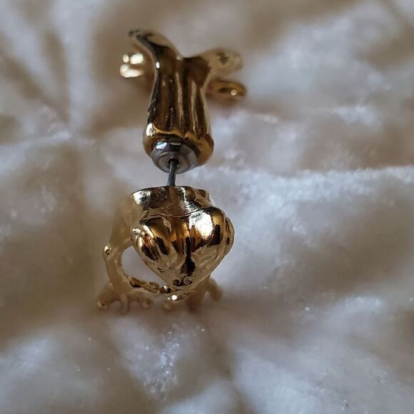 Vintage Women's Gold Tone Frog Earring  One Side Only Wimsical - Picture 2 of 8